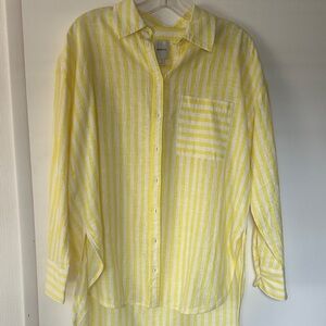 Maeve Yellow and White Striped Shirt